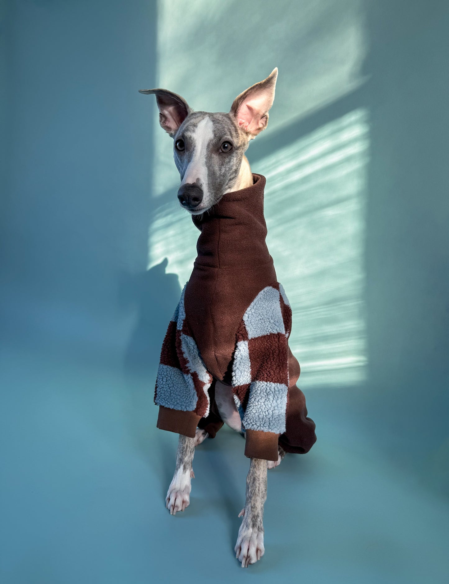 Whippet Fleece Jumpsuit Dark Brown Checkered