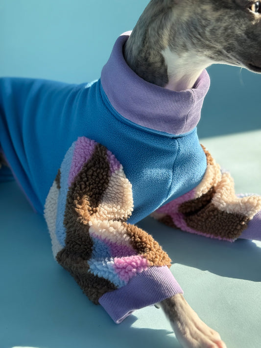 Fleece 4-Leg Jumpsuit Blue