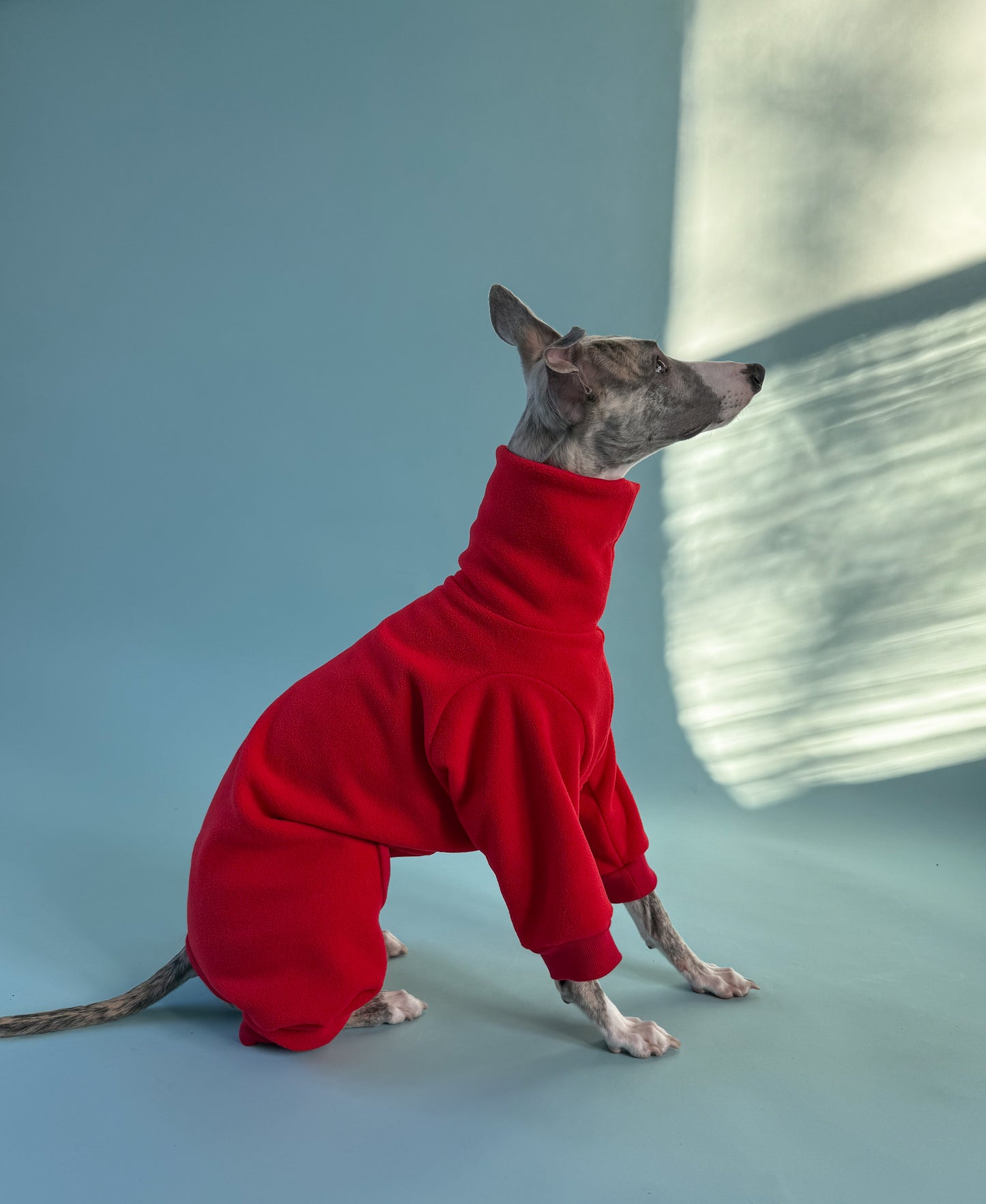 Fleece 4-Leg Jumpsuit Red