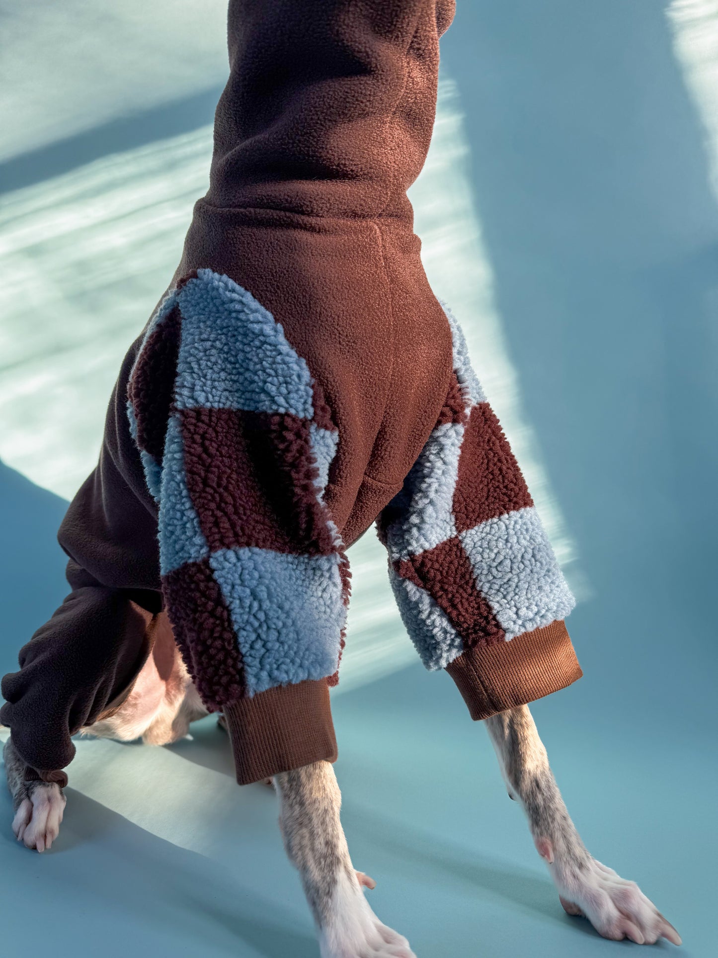 Fleece 4-Leg Jumpsuit Dark Brown Checkered