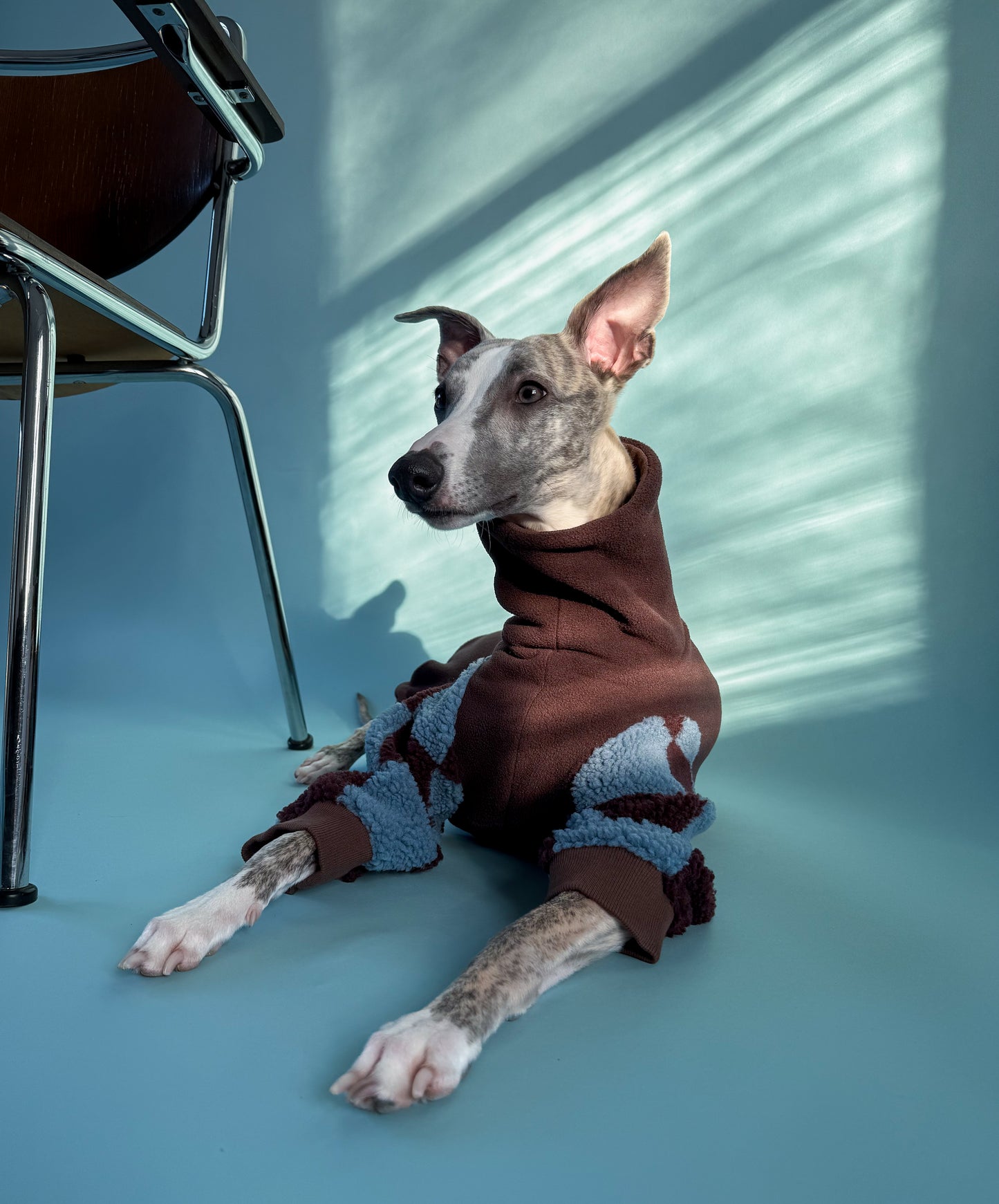 Fleece 4-Leg Jumpsuit Dark Brown Checkered