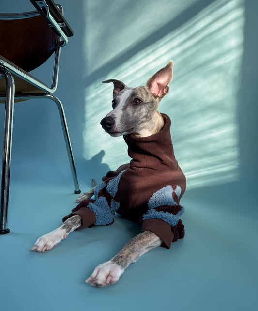 Fleece 4-Leg Jumpsuit Dark Brown Checkered