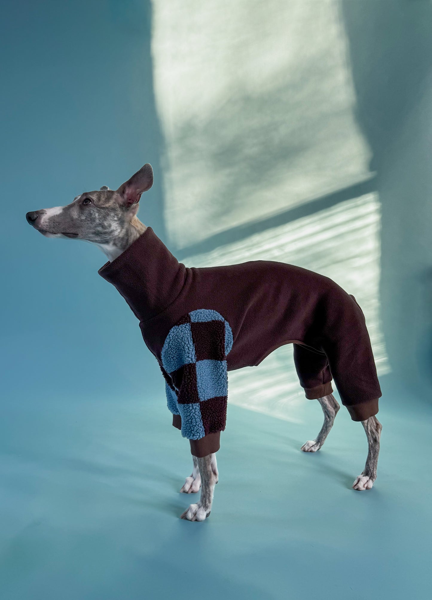 Fleece 4-Leg Jumpsuit Dark Brown Checkered