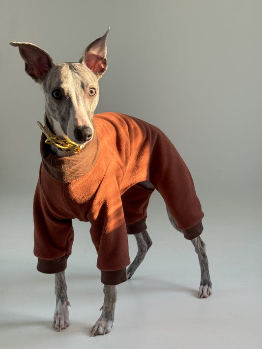 Fleece 4-Leg Jumpsuit Brown